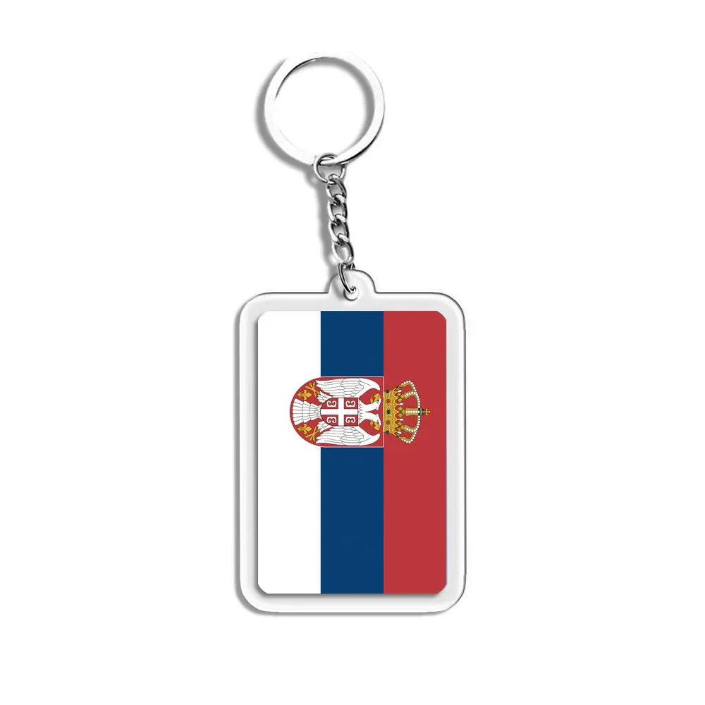 National Flag Keychain Serbia Spain Argentina USA Brazil France Portugal Denmark Poland Tunisia Flags Football Keyring Gifts
