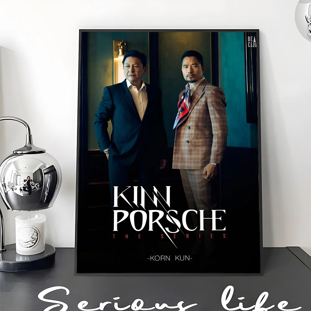 KinnPorsche The Series Movie  Self-adhesive Art Poster Fancy Wall Sticker for Living Room Bar Decoration Decorative Painting