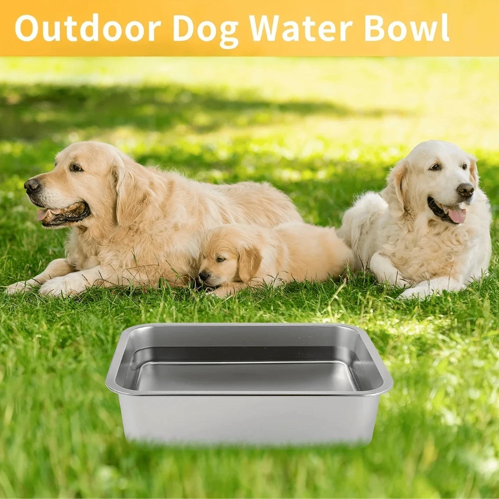 1 PC Large Capacity Drop-Resistant Stainless Steel Dog Bowl Food & Water Feeder Square Bowls for Pet Large Dogs Pet Supplies