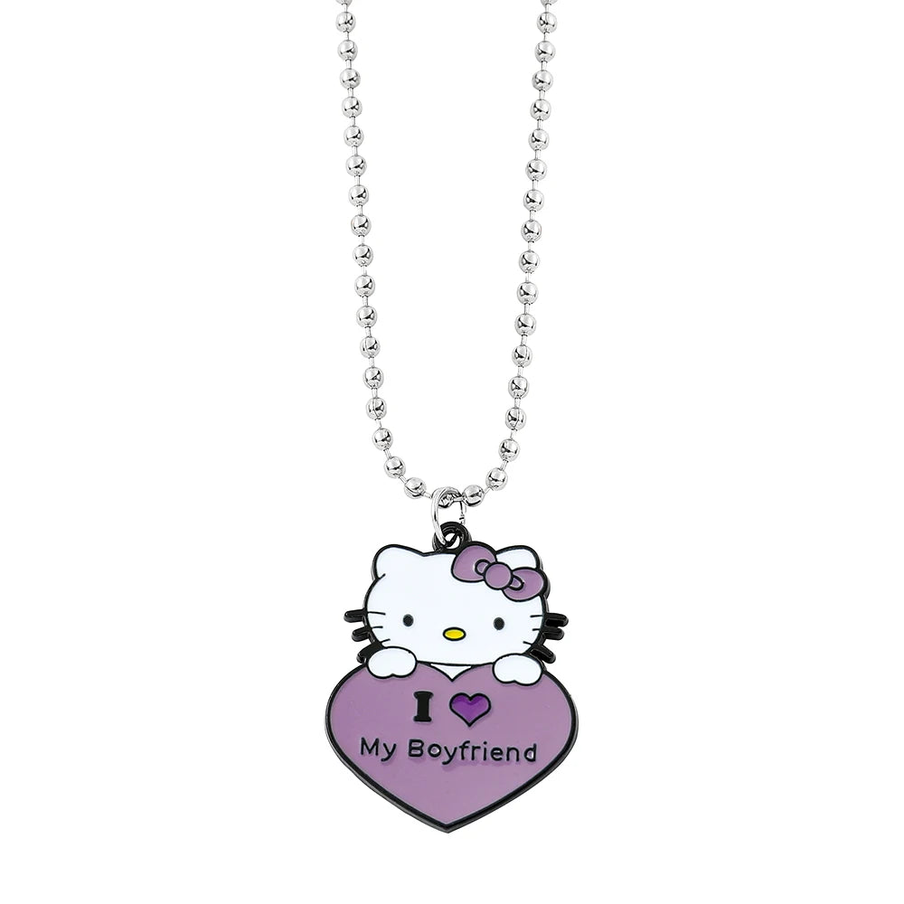 Hello Kitty Bead Necklace 1 PC Cartoon Anime Metal Pendant Unisex Birthday Christmas Gift for Boyfriend Girlfriend