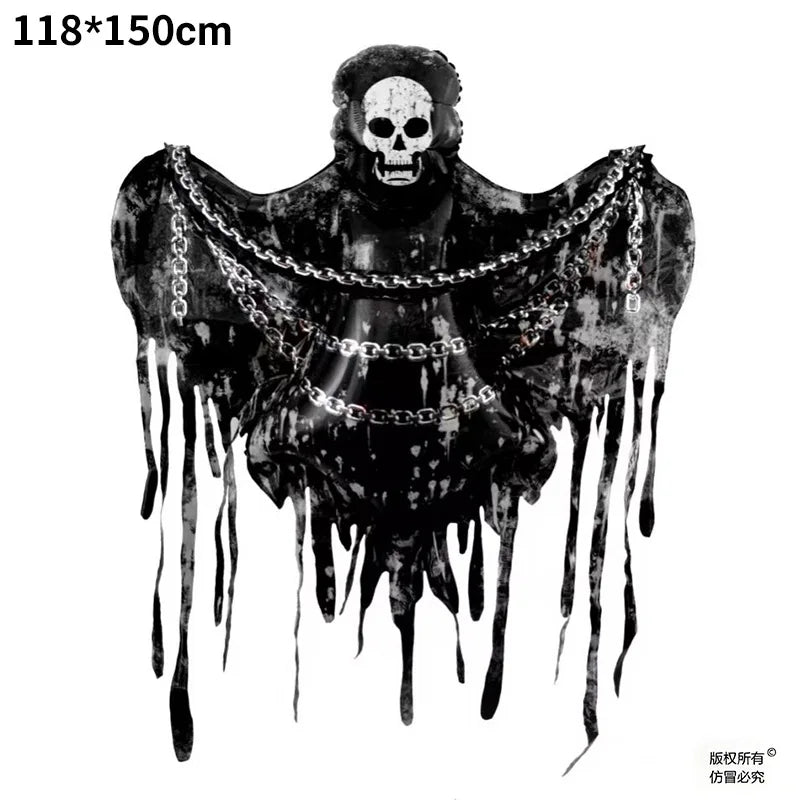 Halloween Balloon Giant Ghost Pumpkin Skull Castle Aluminum Film Standing Balloon for Halloween Party Yard Garden Scary Decor