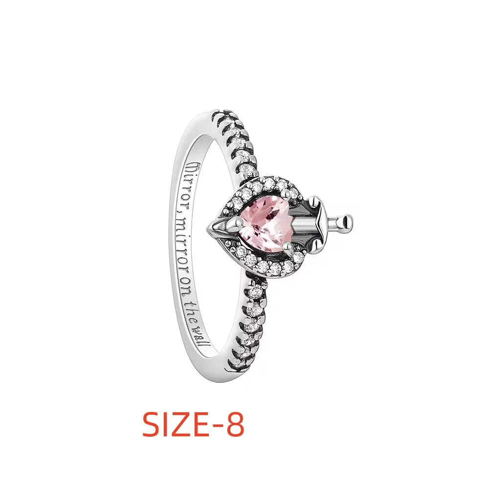 New 925 silver white pink double heart-shaped necklace ring earrings, suitable for Valentine's Day and women's holiday gifts