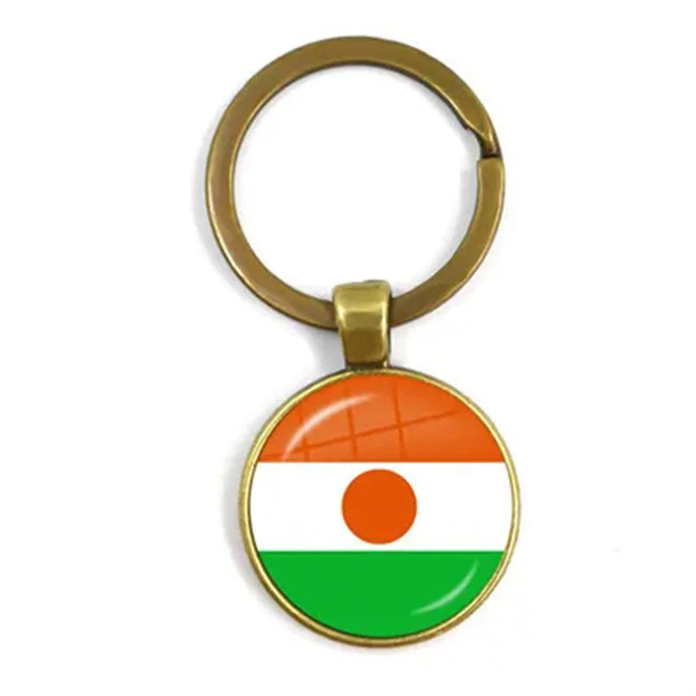 Western Sahara,Guinea,Saint Helena,Niger,Guinea-Bissau,Benin National Flag Keychain 25mm Glass Cabochon Key Rings For Gift
