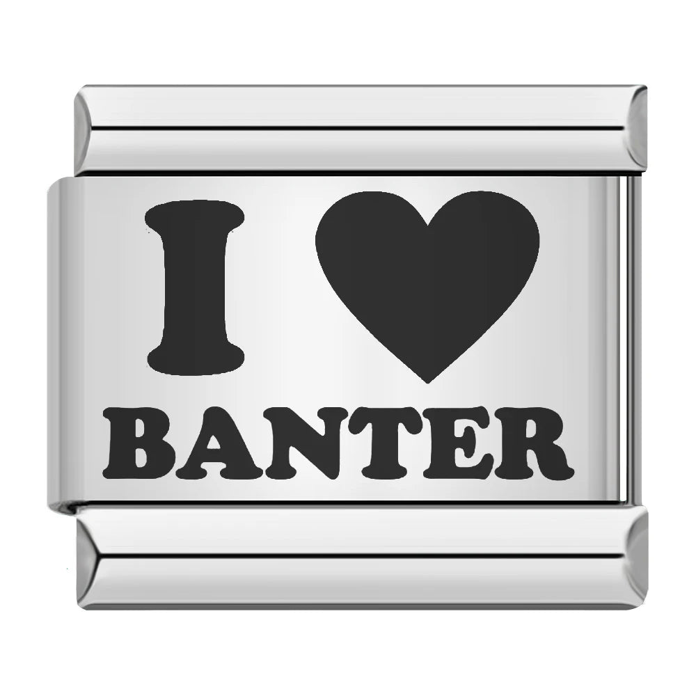 Fashion Romantic Heart I Love Dad Mum You Dogs Links Charm Fit 9mm Bracelet Stainless Steel Valentine's Day Jewelry DIY Making