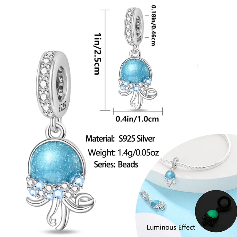 New Silver Plated Charms Beads Turtle Starfish Shell Sea Blue Summer Beads Fit Original Charms DIY Woman Jewelry Gift