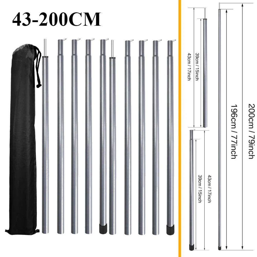 Set of 2 Tent Poles for Tarp Adjustable Camping Tarp Poles Collapsible Tent Pole for Backpacking Hiking Awning Canopy Shelter