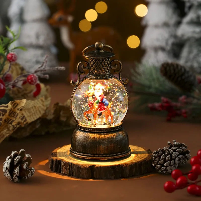 2025 Santa Claus with Music Floating Snow Ornaments Christmas Tree Luminous Bedside Lamp Snowman Night Light New Year Gifts
