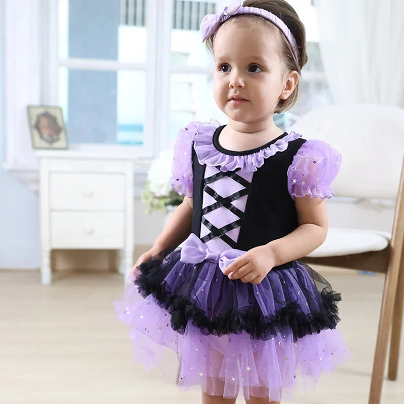Baby Girls Belle Princess Outfit Anna Elsa Infant Baby Dress Kids Romper Witch Halloween Cosplay Clothes Birthday Costume Dress