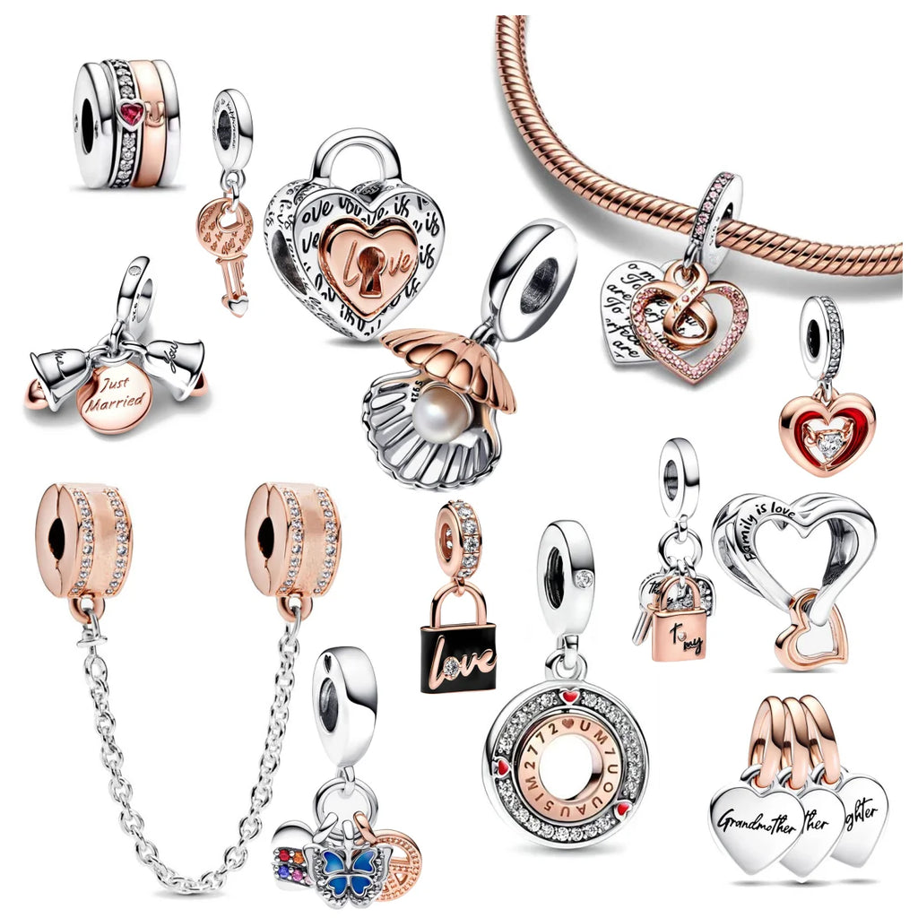 New 925 sterling silver dual tone wedding bell pendant beads suitable for original European Charms bracelet Jewerly accessories