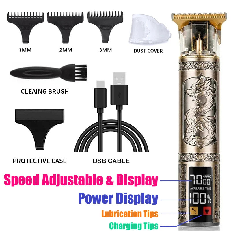 Portable Hair Cutting Machine T9 Vintage Hair Clipper USB Fast Charging Shaver Barber Cordless Hair Trimmer For Men's Barbe