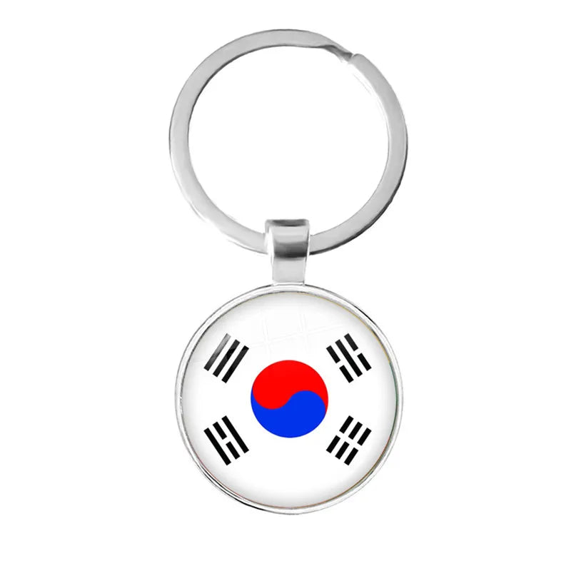 National Flag Round Keychain Korea, Serbia, Russia, Slovenia, Argentina, the United States, Turkey, Spain, Dominica Keyring Gift