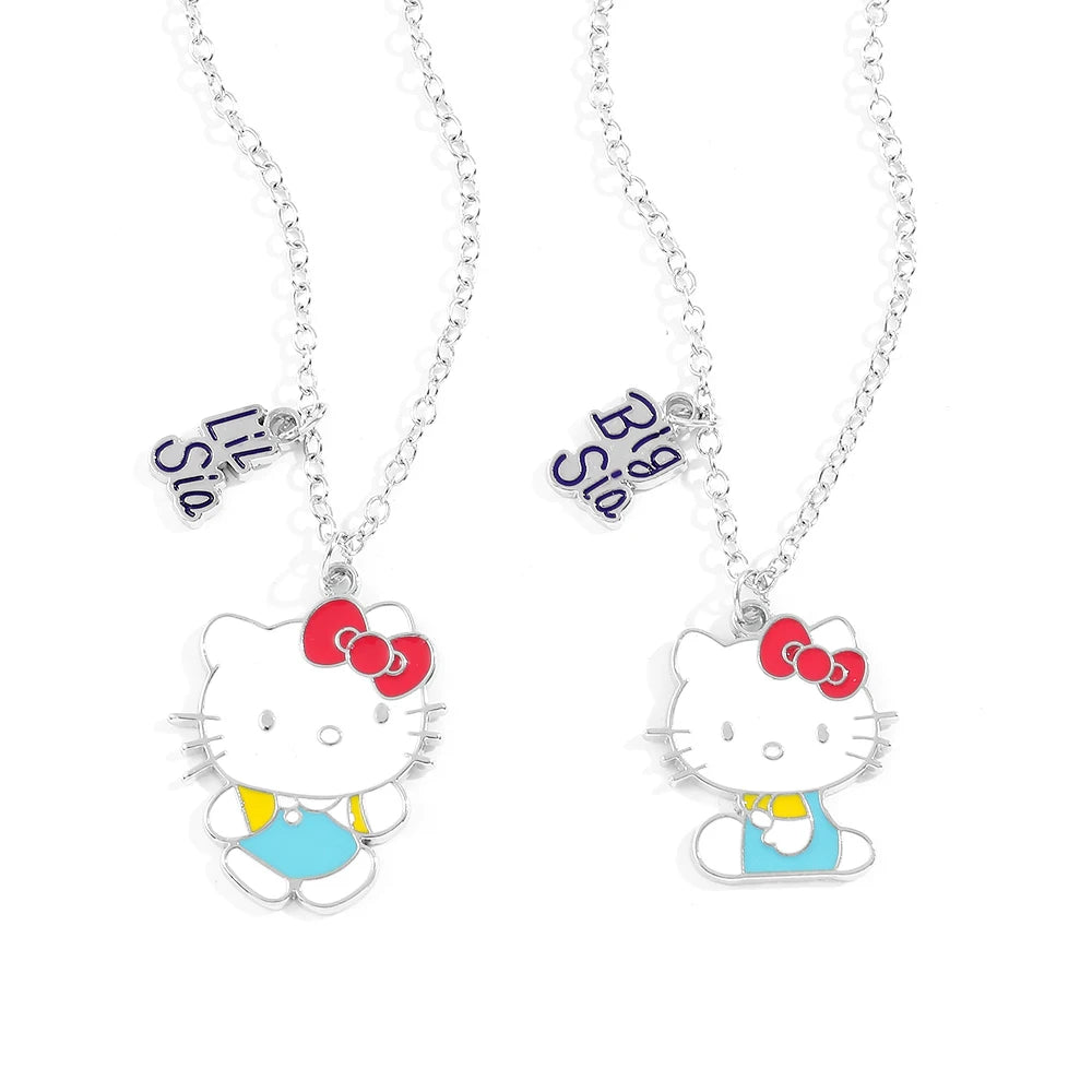 Sanrio Sweet Cute Hello Kitty Couple Necklace 1pair Best Friend Hello Kitty Neckchain For Friends Jewelry Pendant Gifts