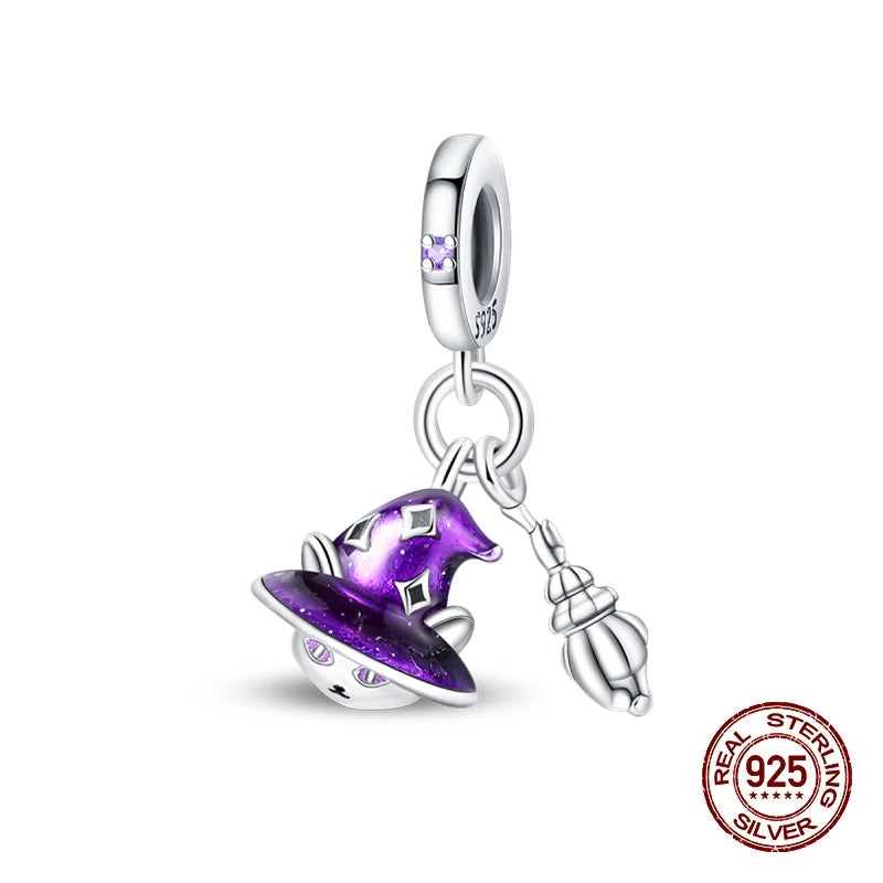 2025 Hot Sale Halloween Charms Bead 925 Sterling Silver Luminous Pumpkin Ghost Dangle Fit Bangle Bracelet Necklace DIY Jewelry