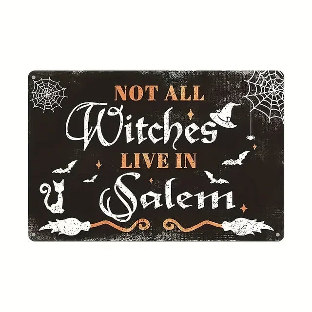 Vintage Metal Tin Sign  The House Witch Rules Halloween Decoration  Retro Wall Art for Home Room Restaurant Decor