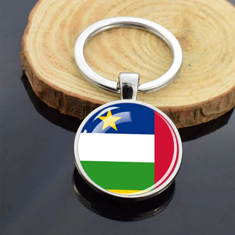 Africa Countries Flag Keychains Double Sided Glass Dome Pendant Key Chains Algeria Somalia Tunisia Morocco Egypt Flag Keyring