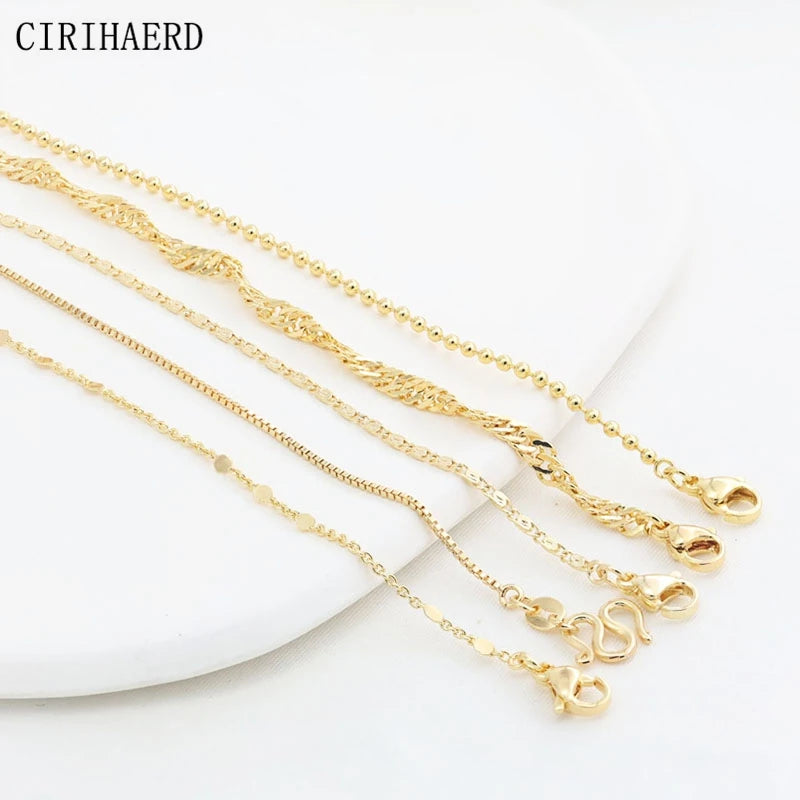 Women's Necklace Chain 14K Gold Plated Fashion Pendant Connecting Chains For DIY Jewelry Making Supplies Length Adjustable Chain