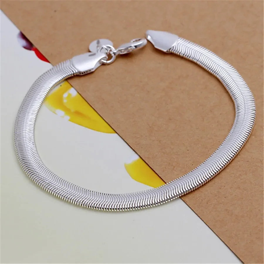 925 Sterling Silver Chain Exquisite Twisted Bracelet Fashion Charm Chain Women Men Solid Wedding Cute Simple Models Jewelry