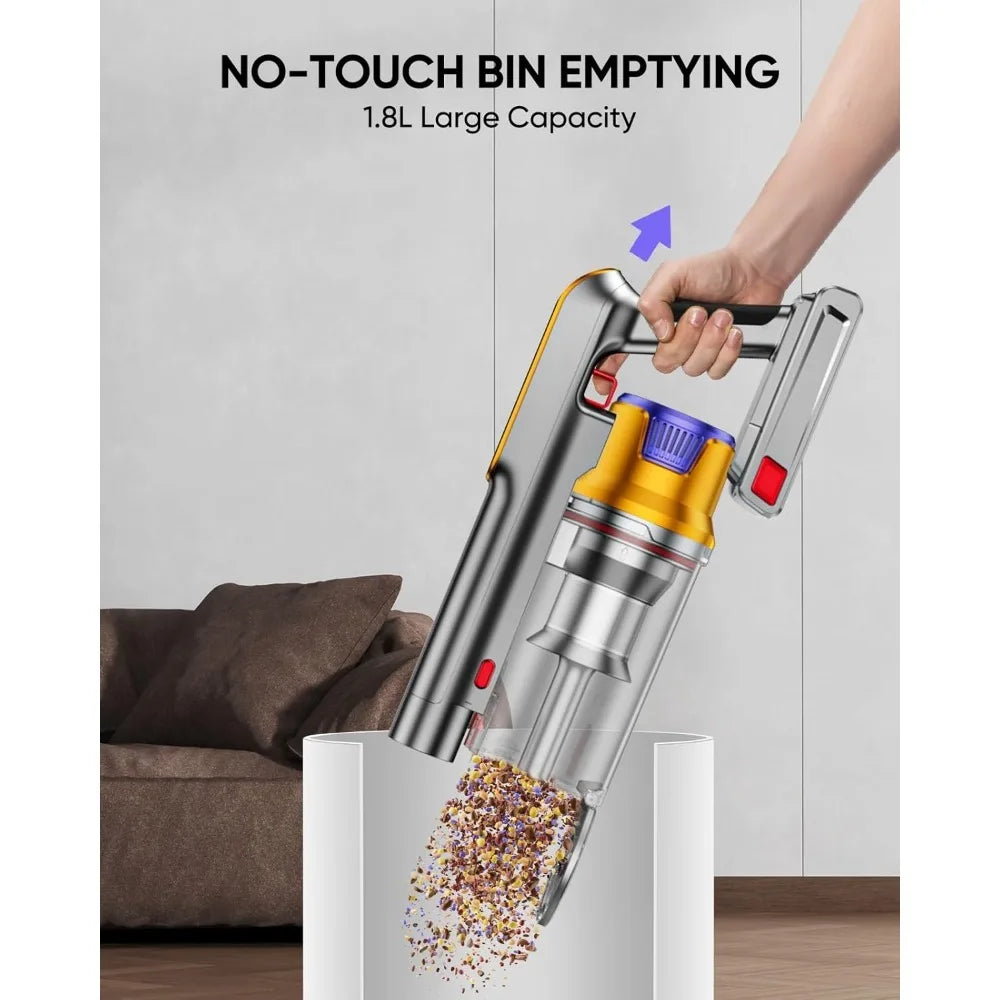Upgraded version - Cordless Vacuum Cleaner, 580W 48KPA 60 Mins Vacuum Cleaners for Home, Stick Vacuum with 1.8L Large Dust Cup,