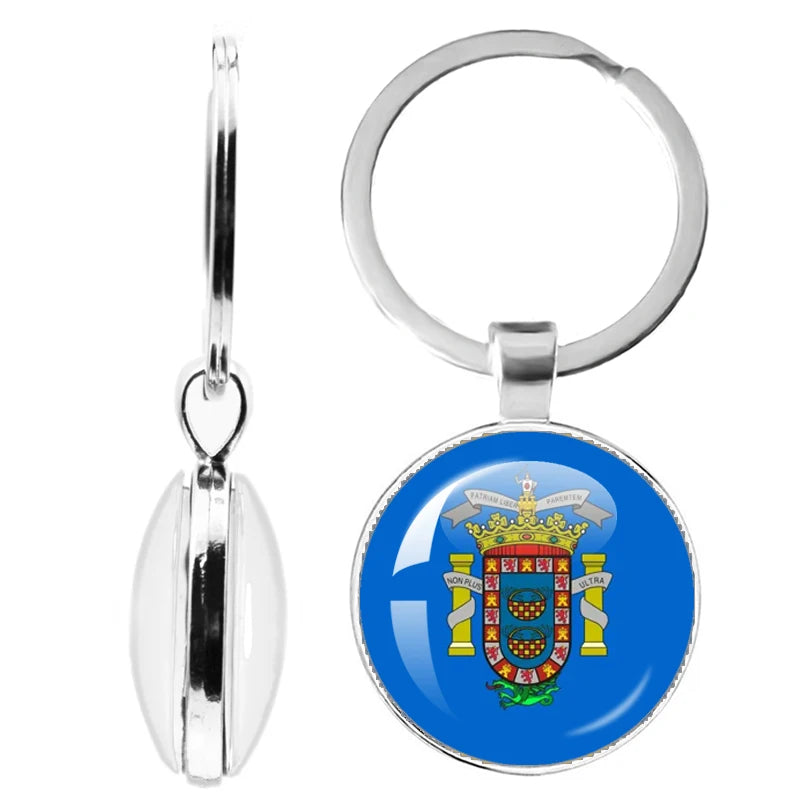 National Flag Glass Double-Sided Keychain Ethiopia Islas Canarias Kenya Sudan Madeira Melilla South Sudan Ceuta Seychelles
