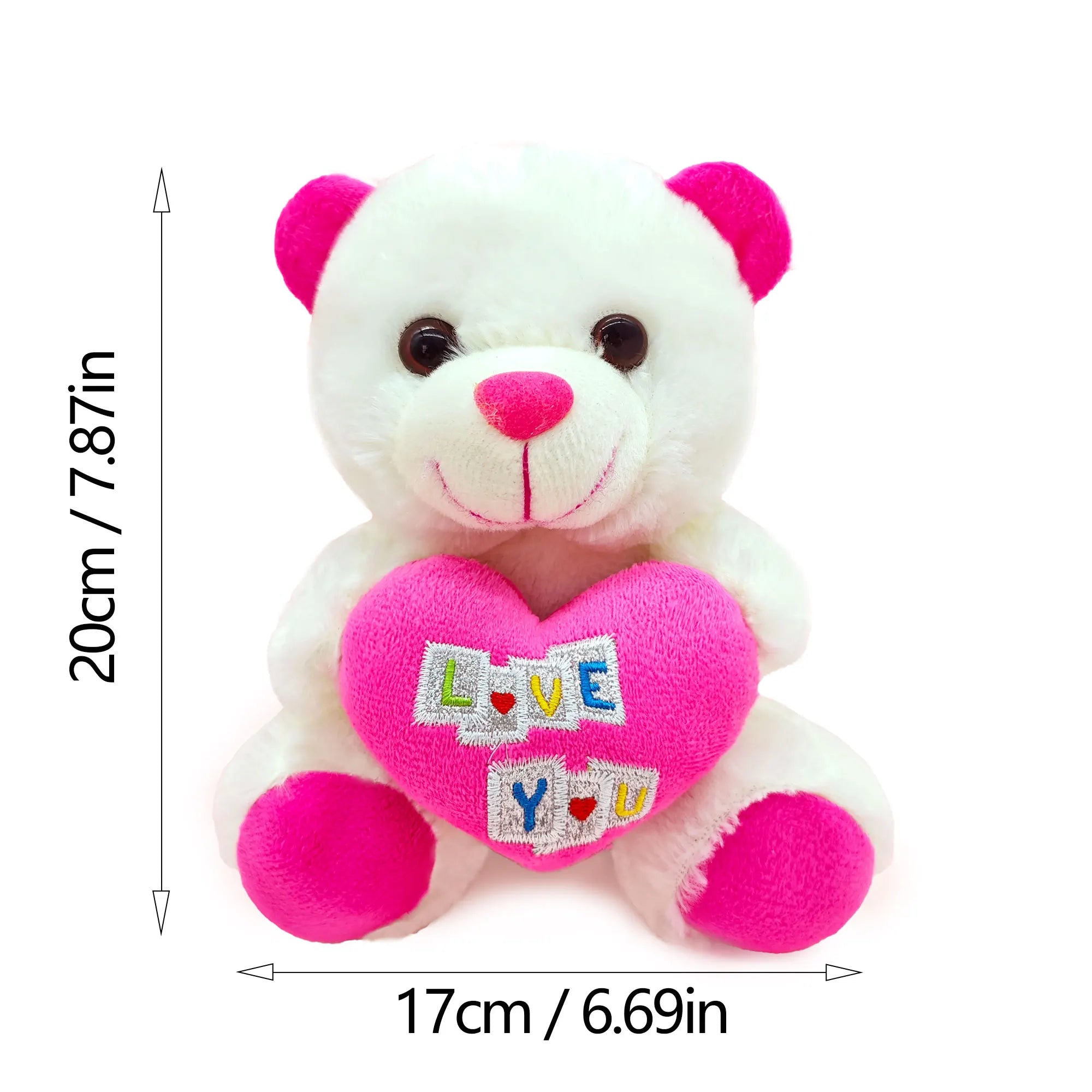 Plush bear doll with love heart, cute and soft plush pillow, indoor decoration, Valentine's Day gift, wedding companion gift