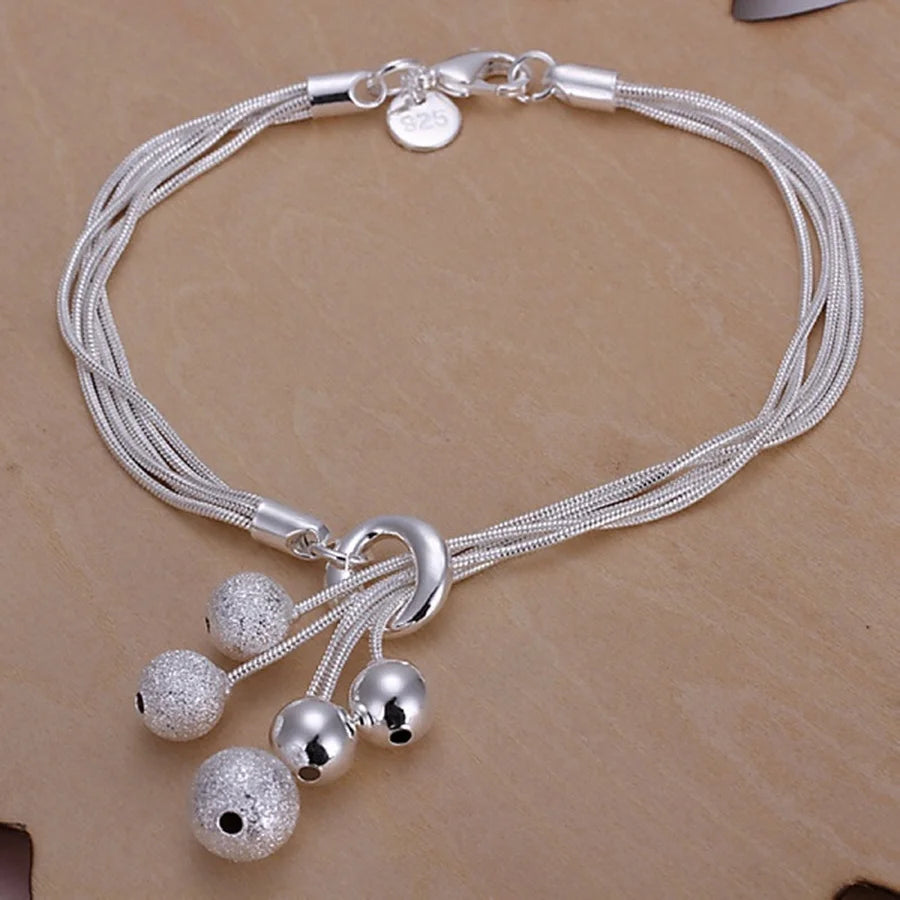 Hot Sale 925 Sterling Silver Chain Solid Bracelet for Women Mens Charm Party Gift Wedding Fashion Jewelry