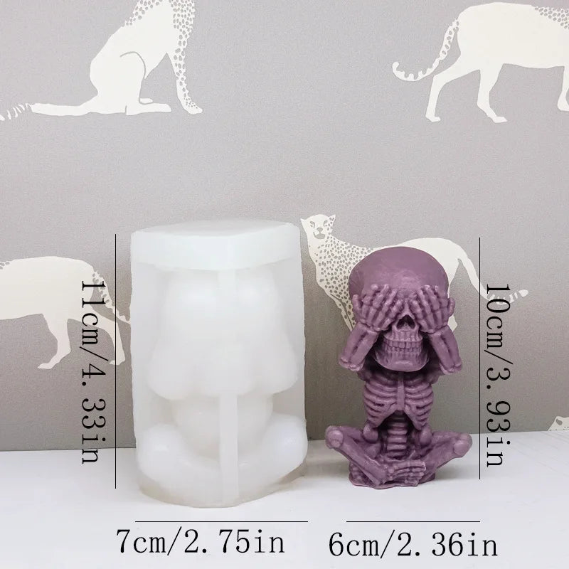 Halloween Fun Skull Silicone Mold 3D Stacked Skull Candle Soap Plaster Crafts Resin Molds Home Decor Halloween Gift Making Tool