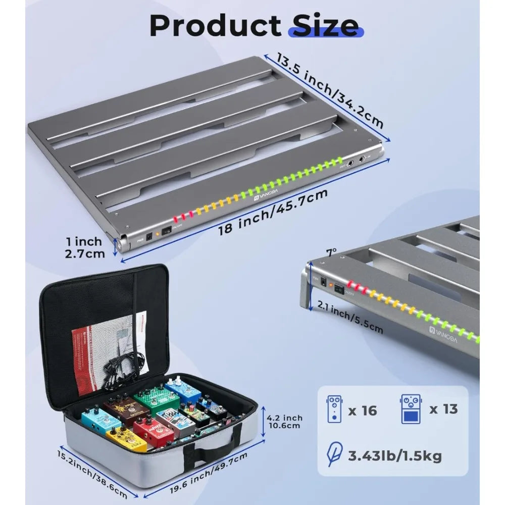 Innovative design-Guitar Pedal Board with Isolated Power Supply, PD-M Aluminum One-Piece-Bent Portable Folding Powered Guitar