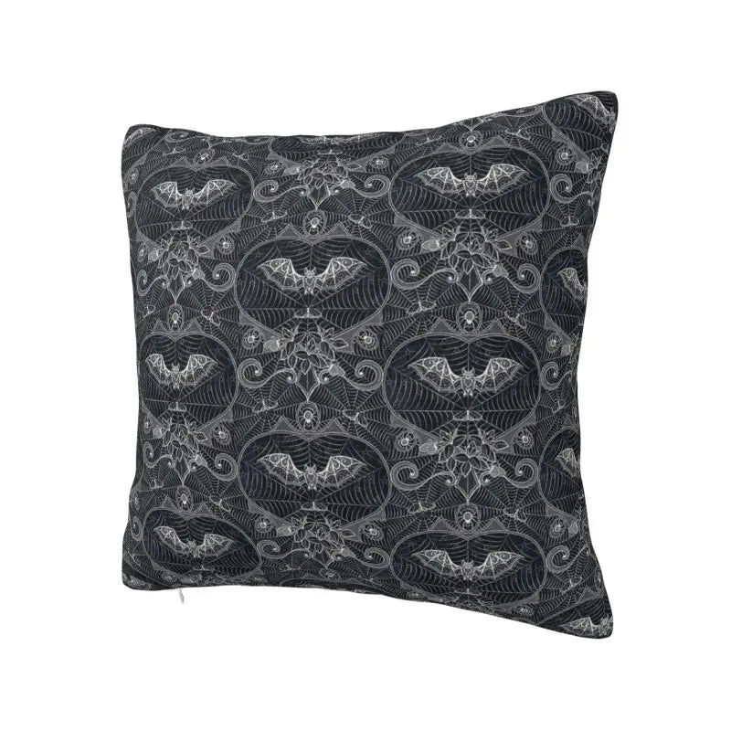 Custom Gothic Halloween Lace Bats Cushion Cover 45x45 Cm Polyester Throw Pillow Case For Sofa Living Room Decoration Pillowcase