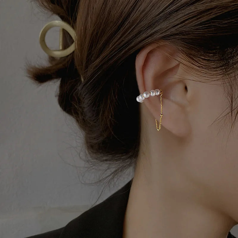 Korean Exquisite Zircon Star Ear Clip for Women Without Piercing Long Tassel Sweet Ear Cuff Clip Earrings Wedding Jewelry Gift