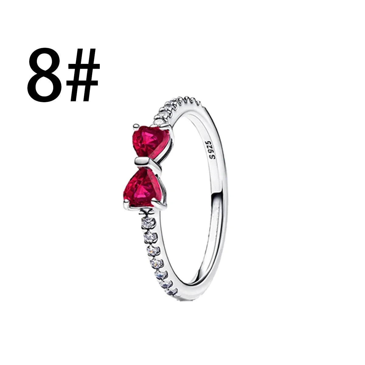 New 925 Silver Shining Ring Colorful Bow Tie Set Zircon Ring Earrings Bracelet Necklace Original For Women DIY Fine Jewelry Gift