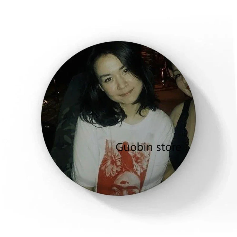 58mm Singer Mitski Enamel Pins Black and White Handmade Brooch Cartoon Cosplay Badge on Backpack Jewelry Accessories Gifts