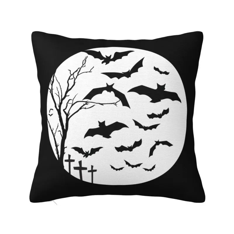 Custom Gothic Halloween Lace Bats Cushion Cover 45x45 Cm Polyester Throw Pillow Case For Sofa Living Room Decoration Pillowcase