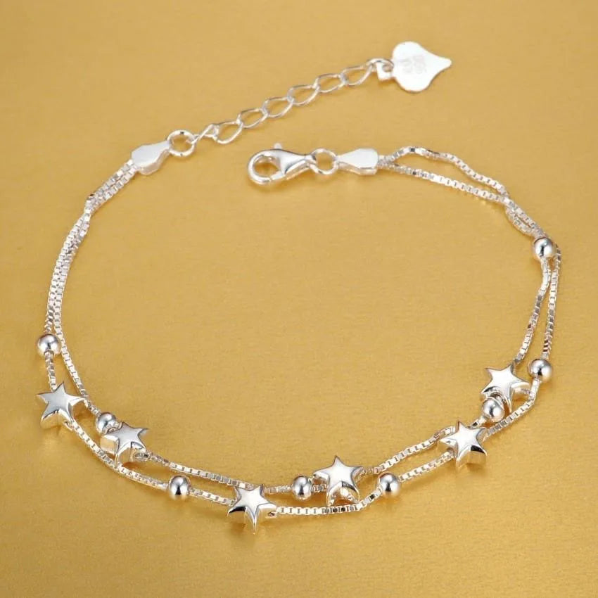 Hot Sale 925 Sterling Silver Chain Solid Bracelet for Women Mens Charm Party Gift Wedding Fashion Jewelry