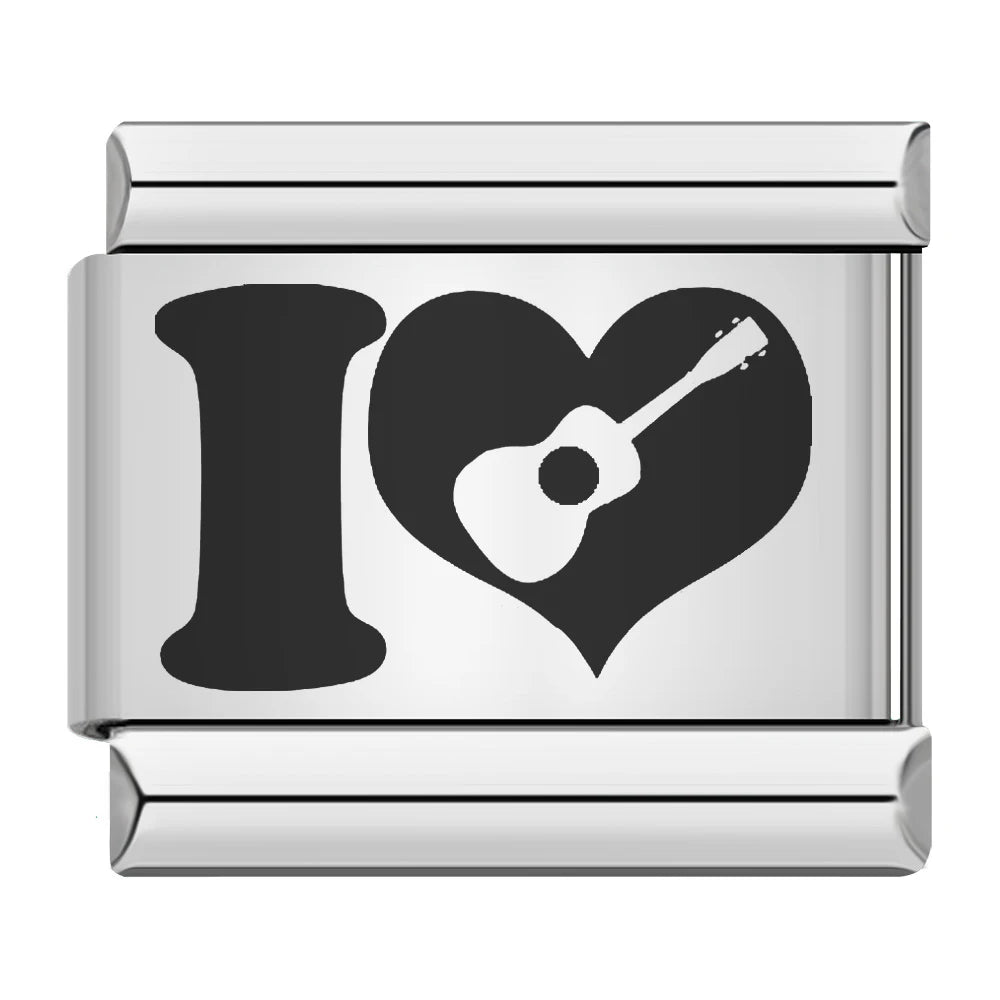 Fashion Romantic Heart I Love Dad Mum You Dogs Links Charm Fit 9mm Bracelet Stainless Steel Valentine's Day Jewelry DIY Making