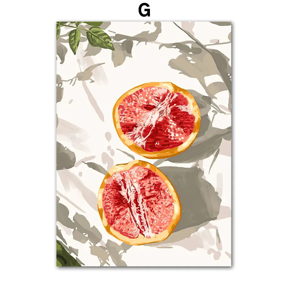 Garden Lemon Fruit Flower Plants Abstract Illustration Poster And Prints Wall Art Canvas Painting Pictures For Living Room Decor