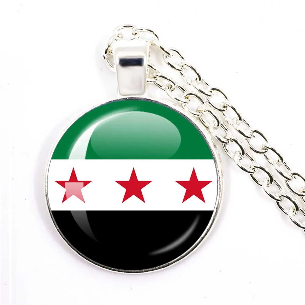 Syria National Flag Glass Cabochon Pendant Keychain Metal Keychain Fashion For Women Men Charm Handmade Car Keyring Jewelry Gift