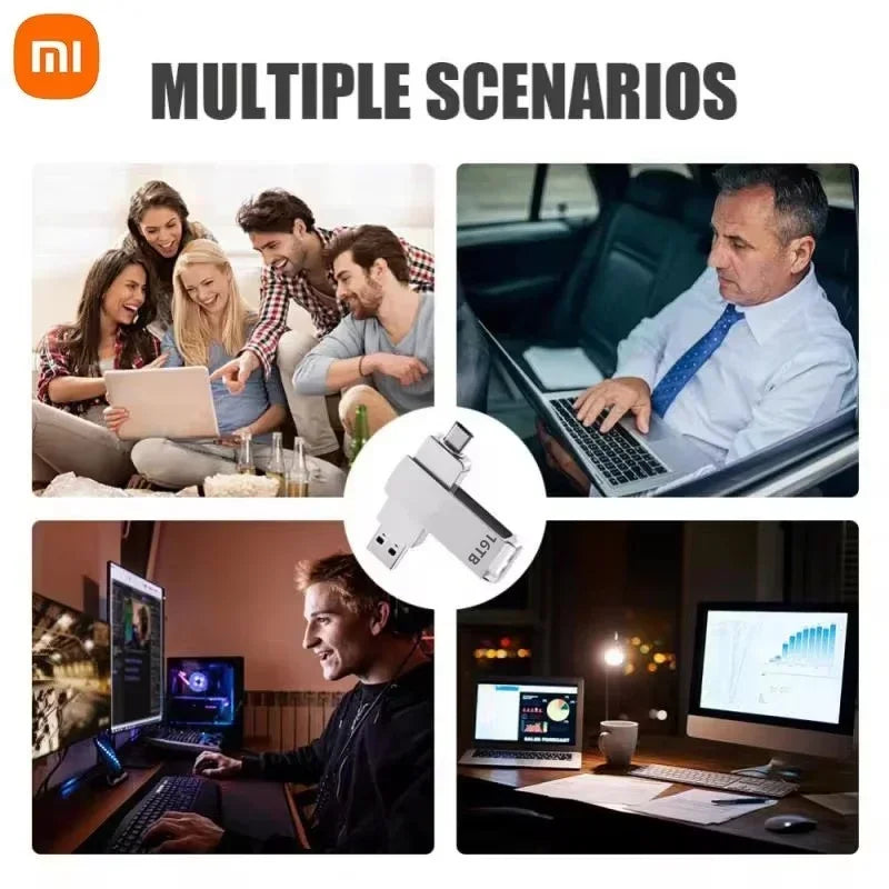 Xiaomi 16TB Flash Drive USB 3.2 High Speed USB Transfer Type-c 2-In-1 8TB 16TB OTG Pendrive Waterproof Flash Disk For Computer
