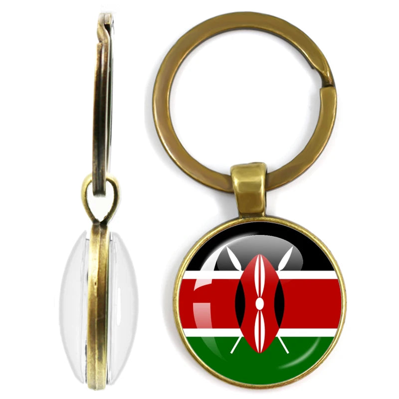 National Flag Glass Double-Sided Keychain Ethiopia Islas Canarias Kenya Sudan Madeira Melilla South Sudan Ceuta Seychelles