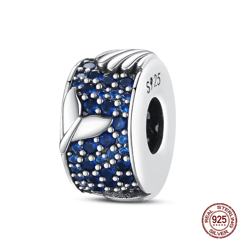 Original Ocean Series Fit 3mm Bracelet 100% Authentic 925 Sterling Silver Turtle Crab Mermaid Charm Beads DIY Jewelry Gift