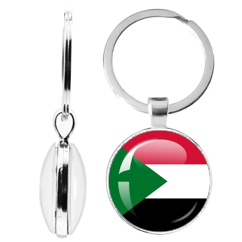 National Flag Glass Double-Sided Keychain Ethiopia Islas Canarias Kenya Sudan Madeira Melilla South Sudan Ceuta Seychelles