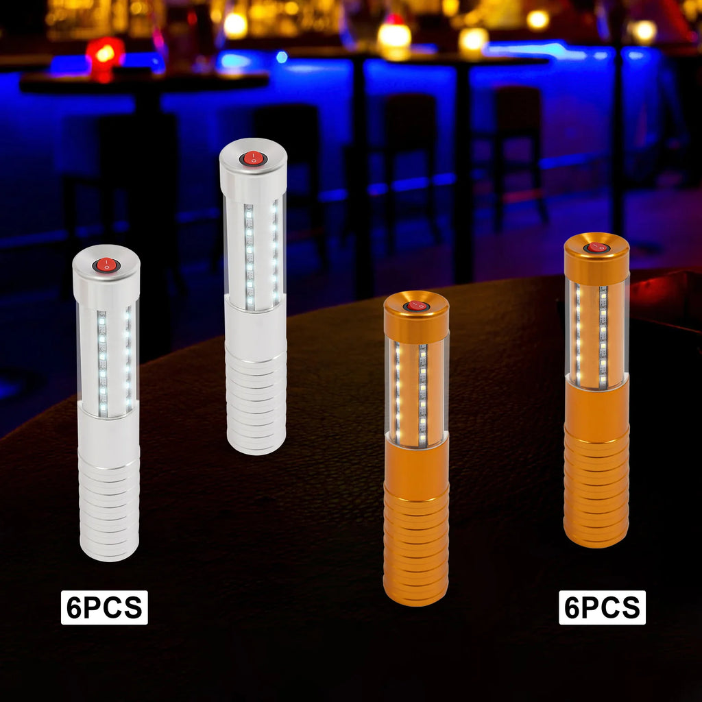 6 PCS LED Sticks, 3 Modes, Rechargeable, Reusable, Aluminum Alloy Glow Lights for Event Nightclubs Weddings Party