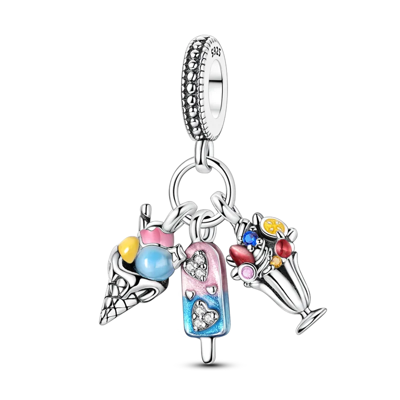 Original Charms Bead 925 Sterling Silver Inlaid Zirconium Bowknot Love Heart Balloon Pendants Fit Bracelet DIY Jewelry Marking