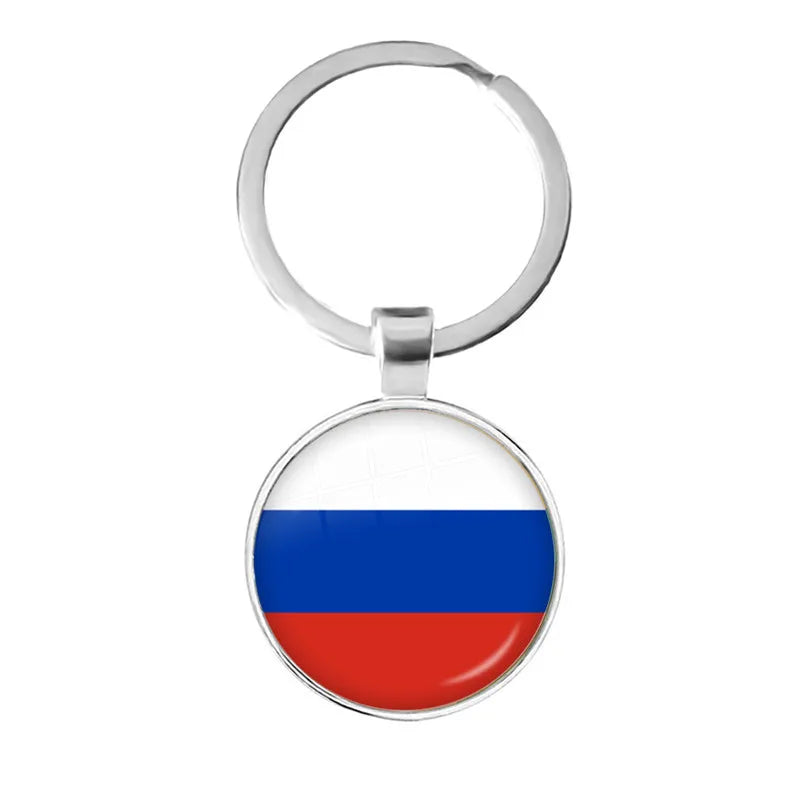 National Flag Round Keychain Korea, Serbia, Russia, Slovenia, Argentina, the United States, Turkey, Spain, Dominica Keyring Gift