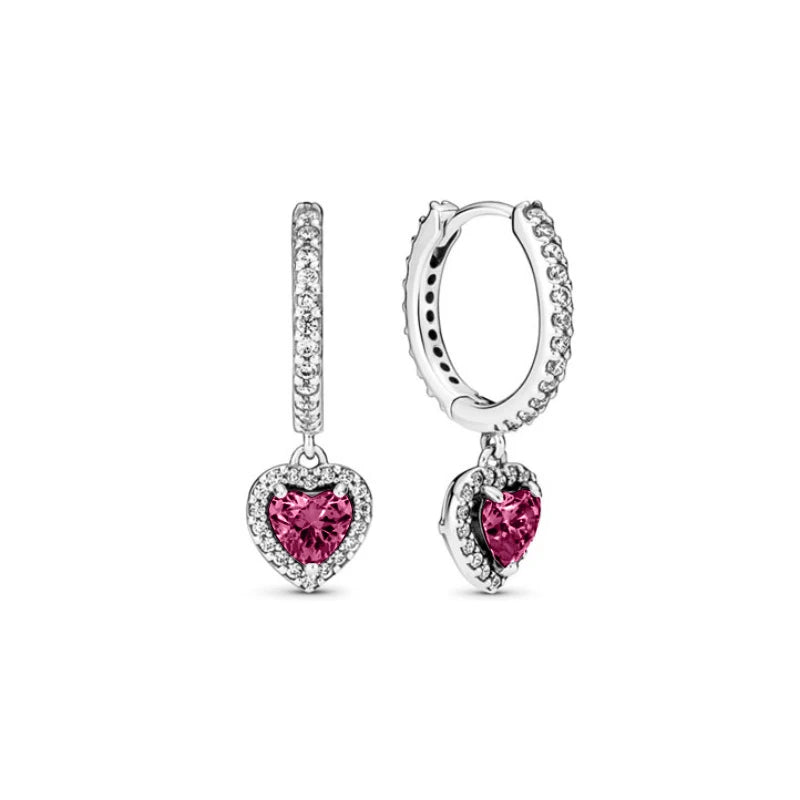 2025Hot Selling 925 Sterling Silver Heart-Shaped Colored Zircon Exquisite Earrings, Suitable For Girls' Charming Jewelry Gifts