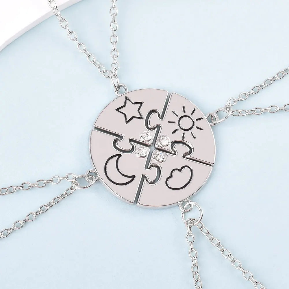 Lovecryst 3/4Pcs/set Heart-shaped Stitching Best Friend Necklace BFF Friendship Jewelry Gifts for Girls