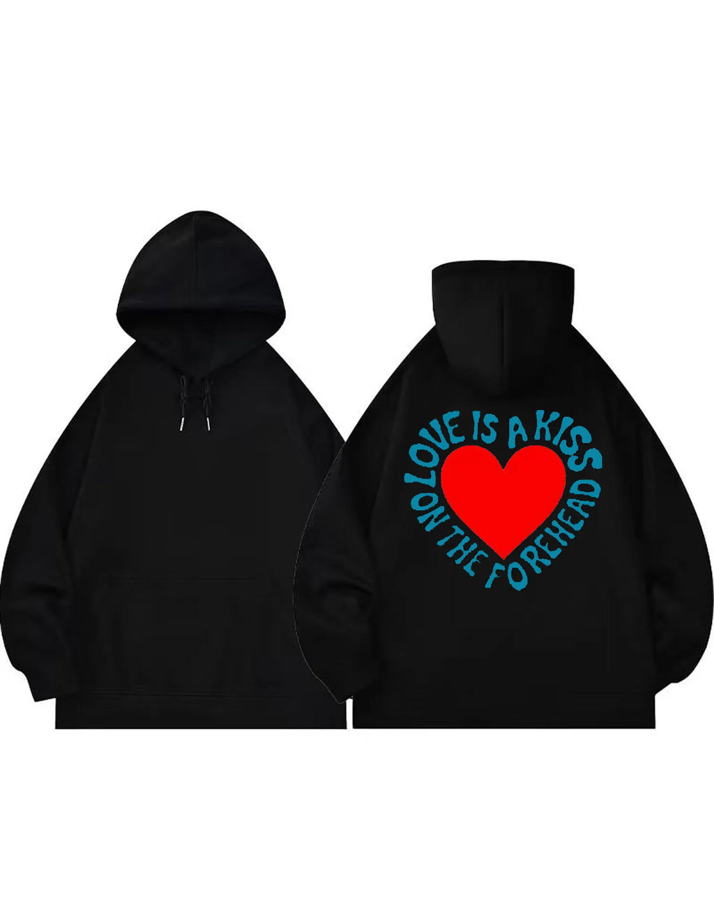 Love Is A Kiss On The Forehead Heart Graphic White Hoodie Men Women Fashion Casual Streetwear Hoodie Art Design 2024 Trendy