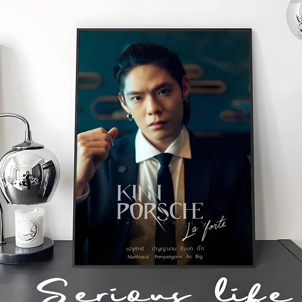 KinnPorsche The Series Movie  Self-adhesive Art Poster Fancy Wall Sticker for Living Room Bar Decoration Decorative Painting