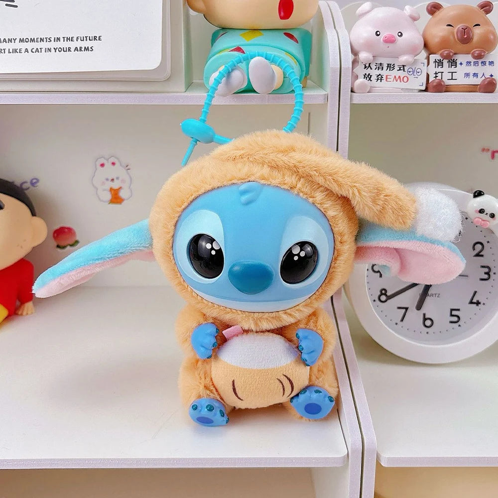 Stitch Plush Toy Lilo&stitch Keychain Keyring Doll Kawaii Accessories Eat Something Before Sleep Series Bag Pendant Girl Gift