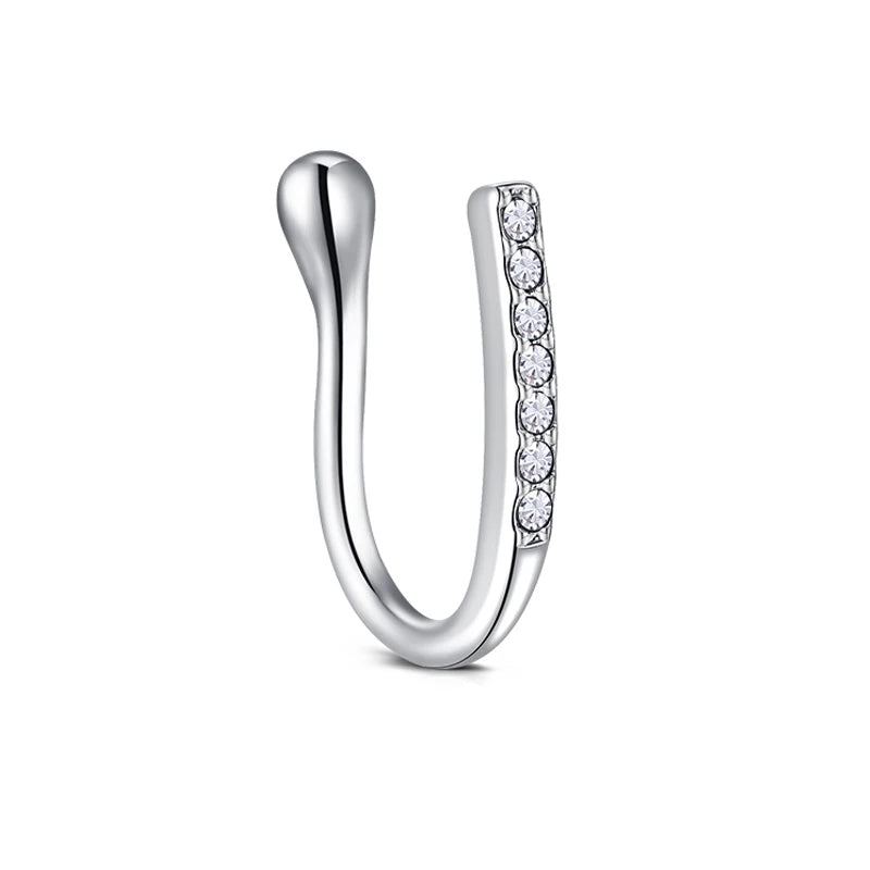 1Pcs Stainless Steel Nose Ring Hoop C Shape Septum Rings Non Piercing Ear Clip Earring Fake Nose RingsWomen Piercing Jewelry