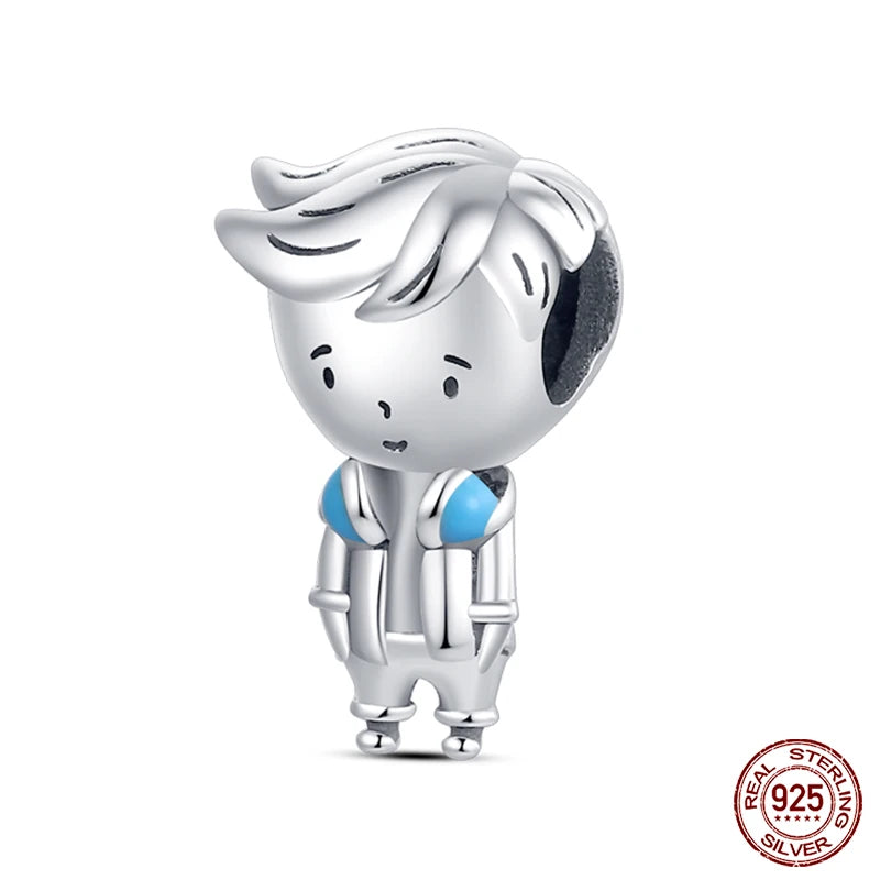 new in Real 925 Sterling Silver Boys and Girls Bicycle Charms Beads Fit Qikaola 925 Original Bracelets Fine DIY Jewelry Making